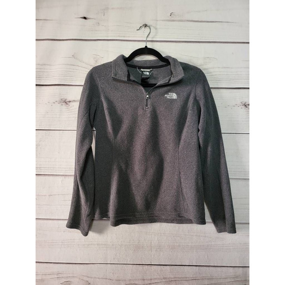 The North Face Womens Pullover Fleece Sweatshirt Gray 1/4 Zip Long‎ Sleev… - Picture 1 of 7